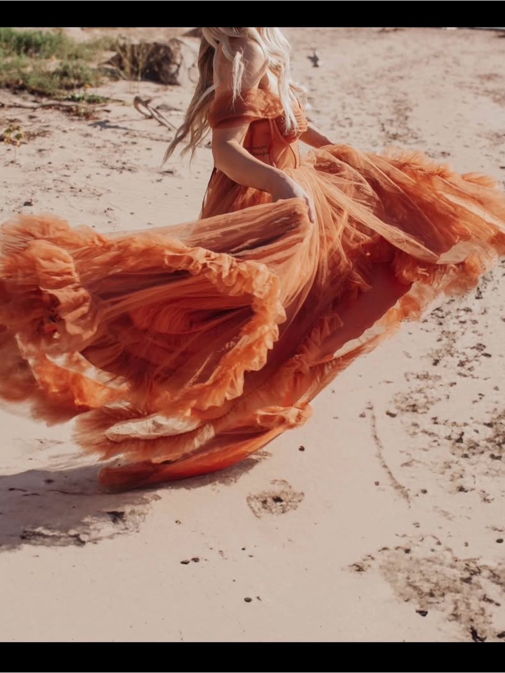 SHEIN Rust Ruffled Off-Shoulder Maxi Dress - Picture 2 of 4
